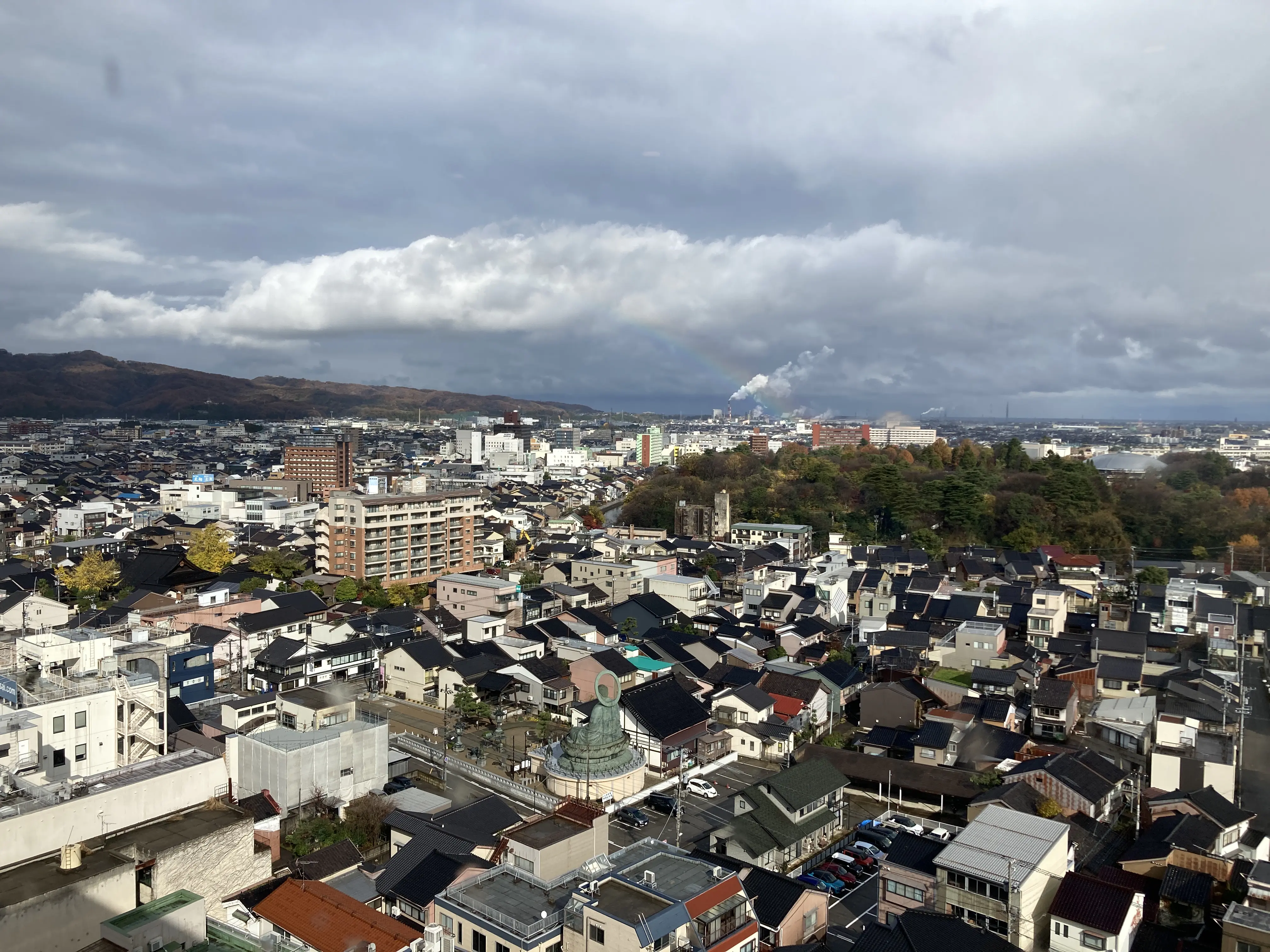 レストランからの眺め　高岡大仏わかりますか？