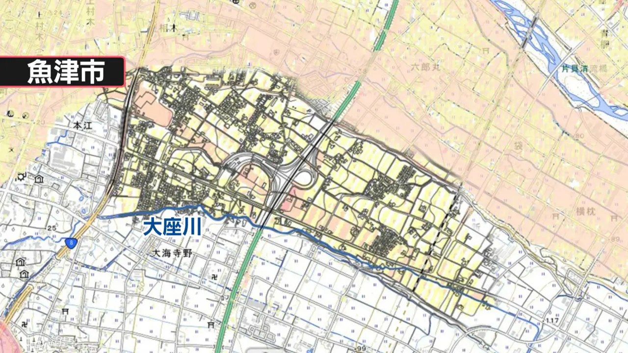 ハザードマップと県の浸水想定区域図を合成
