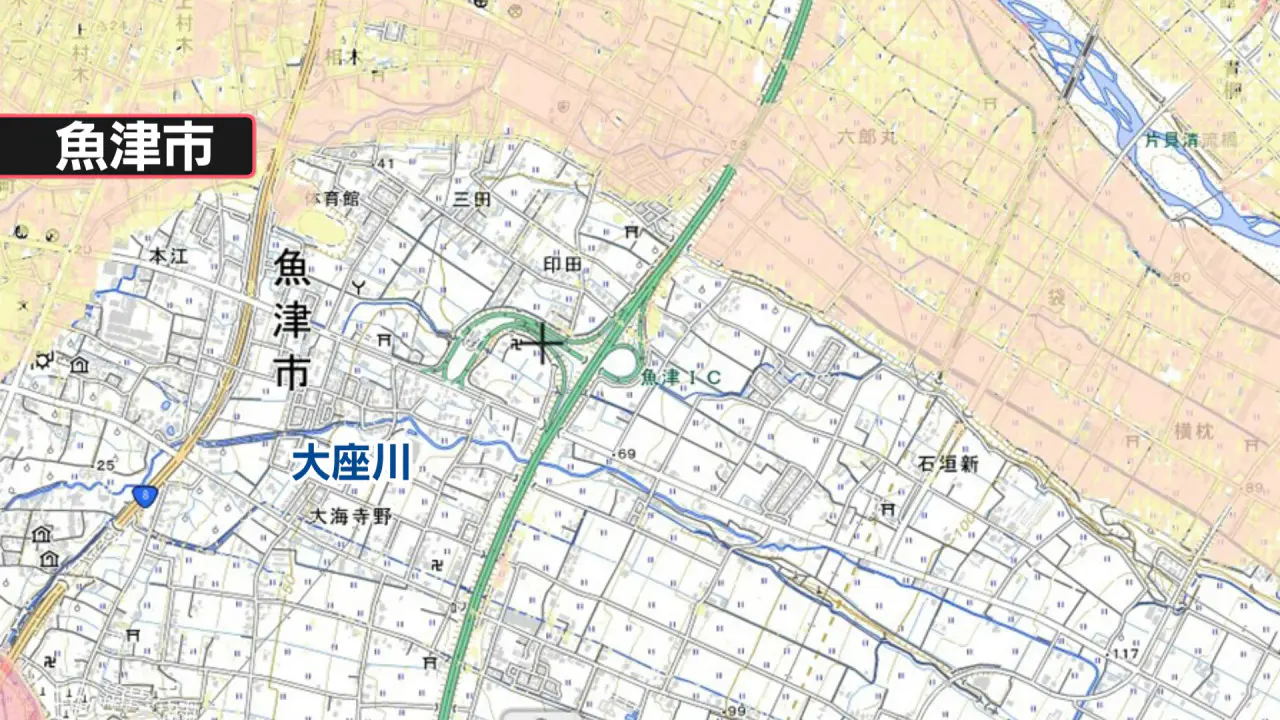 魚津市のハザードマップ（重ねるハザードマップより）