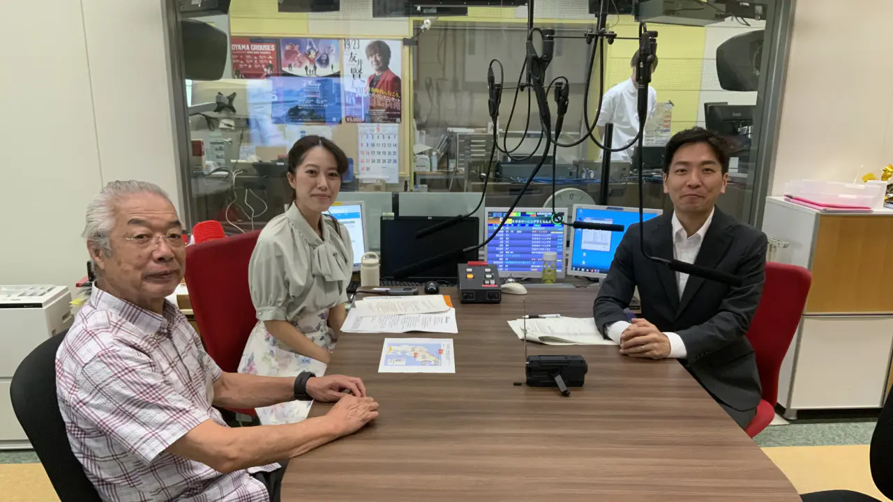 竹内名誉教授とFMとやま水梨子真穂さんと