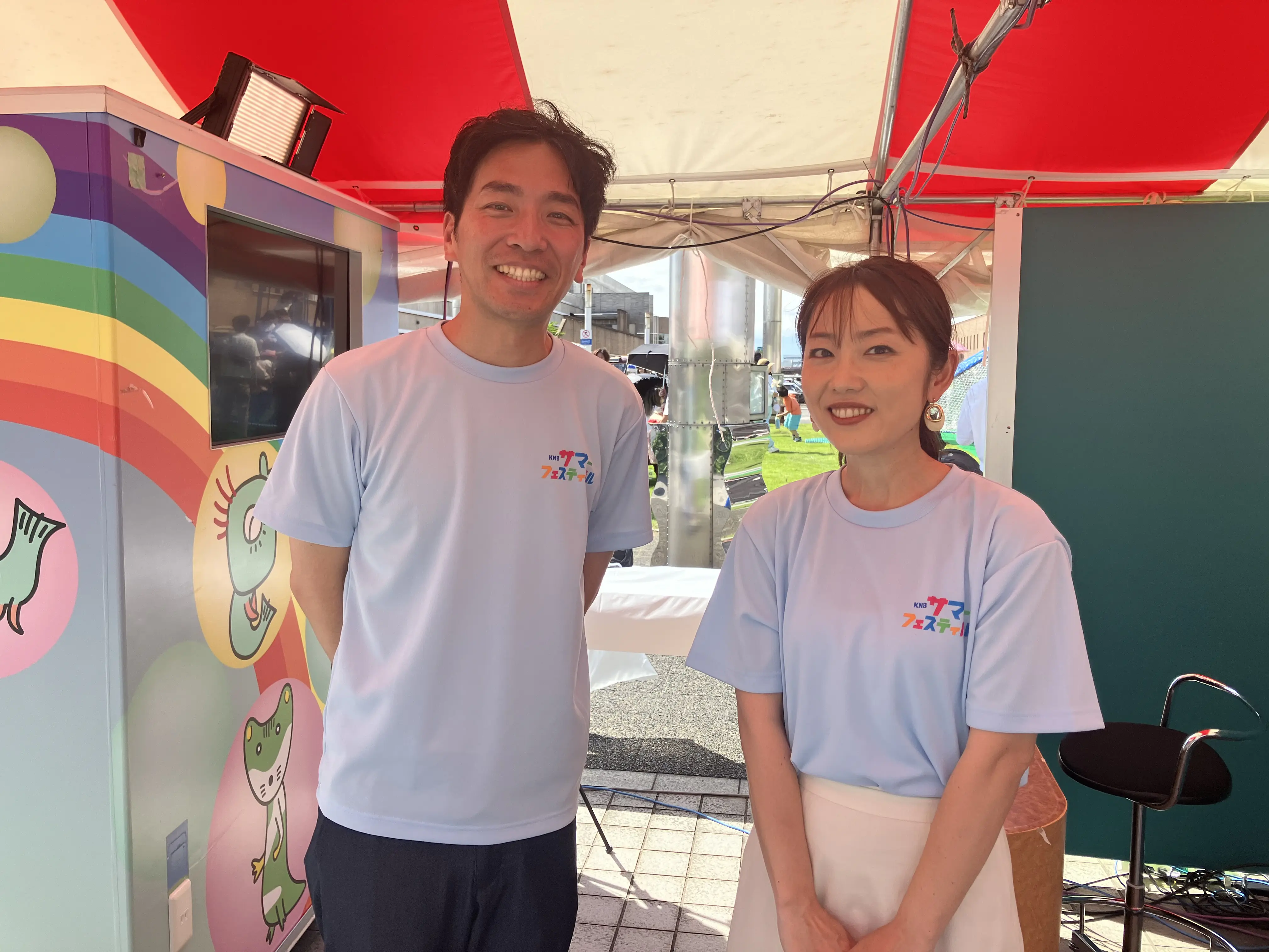 一緒にアナウンサー体験ブースを担当していた上野アナと！