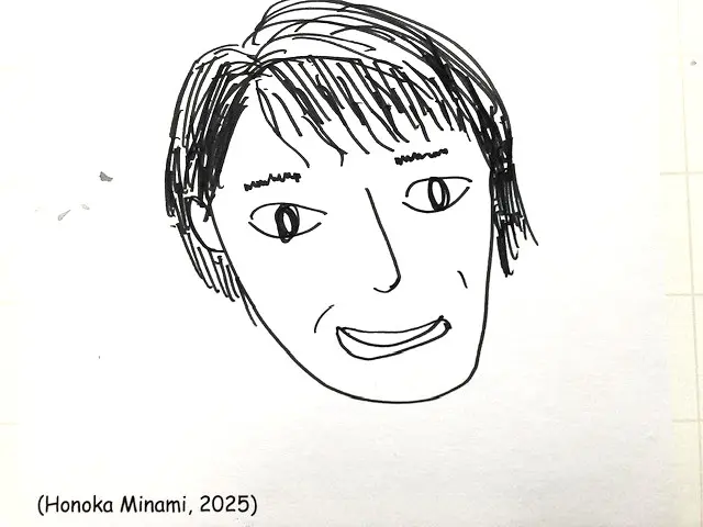 後輩の南アナが描いてくれた私の似顔絵デス