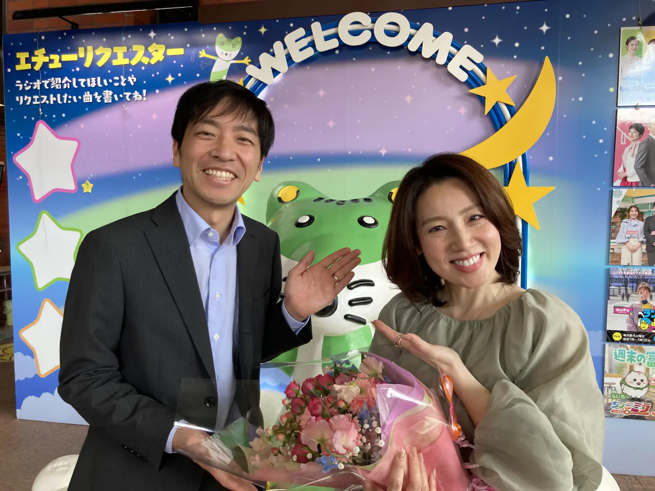 丸山さんとKNB本社ロビーにて