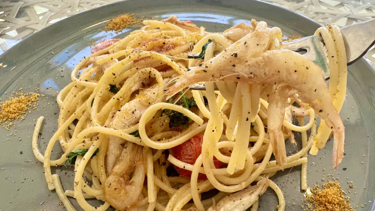 白エビとカラスミのスパゲティ