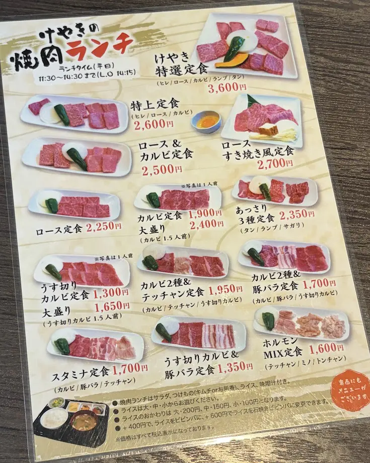 平日ランチタイムメニュー ※土日祝日はプラス100円