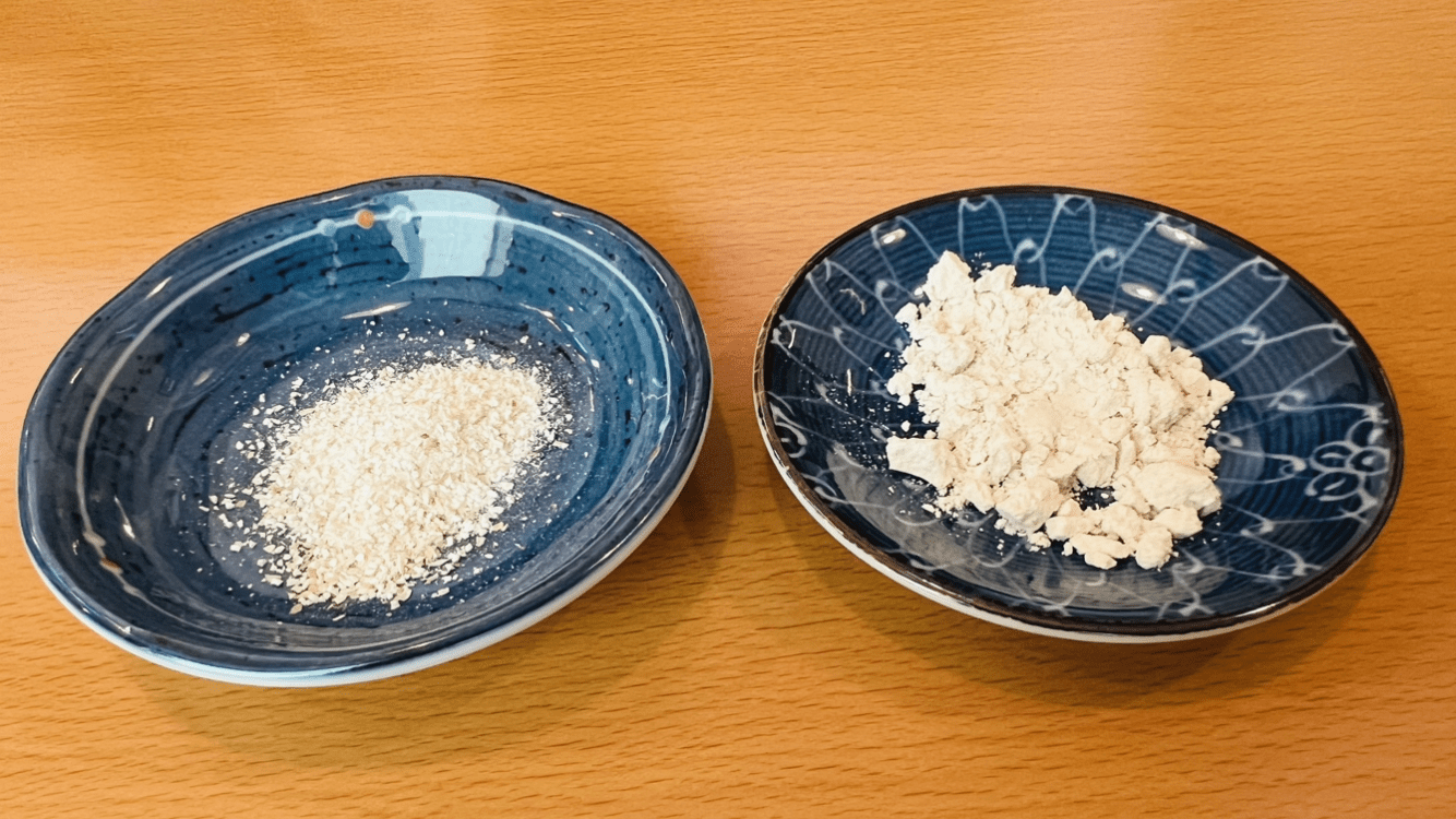 粒子の大きさが異なるそば粉をブレンド