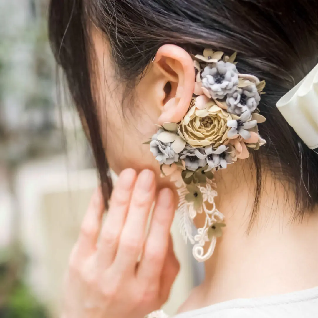 草木染め布花アクセサリー